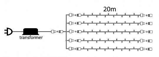 Гирлянда уличная Клип лайт 5*20м 1000LED IP65, мерцающая 220V (Синий)